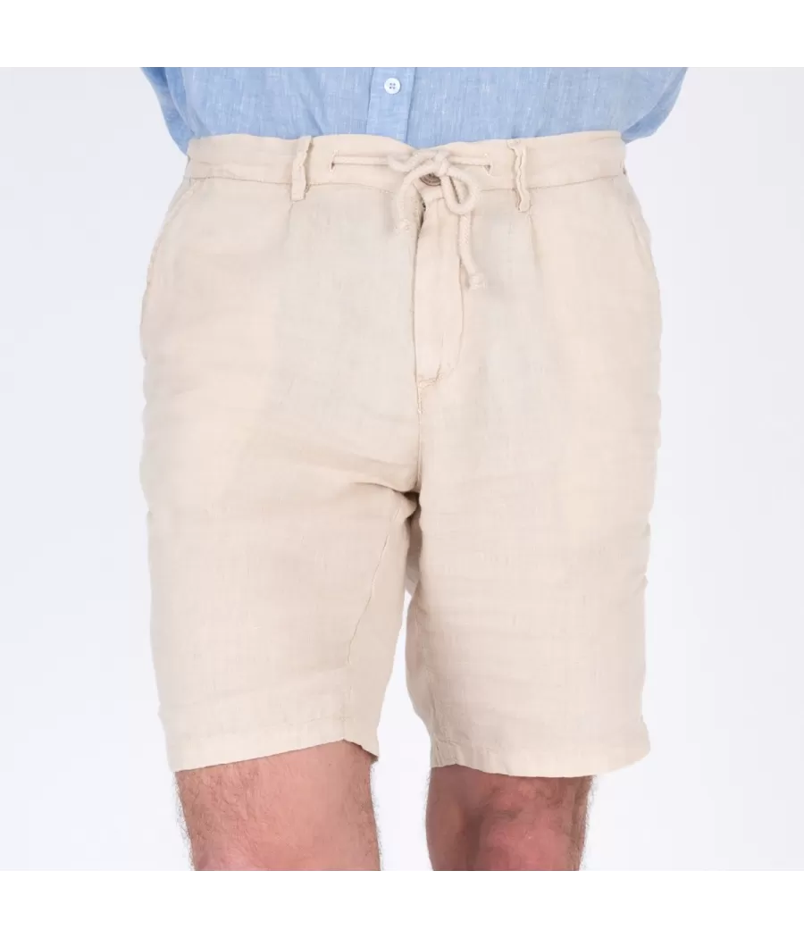 Bermuda homme lin beige - Shorts men  | Kiwi Saint Tropez