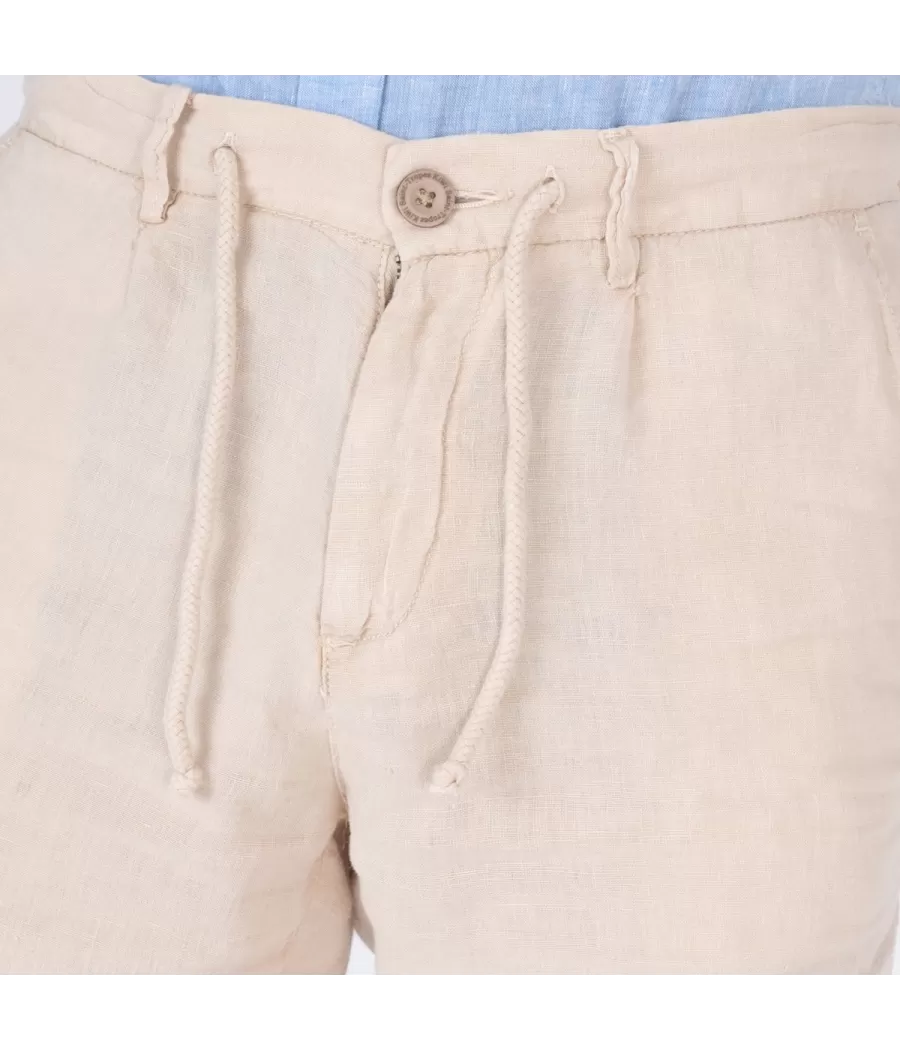 Herenbermuda in beige linnen - Bermudas homme | Kiwi Saint Tropez