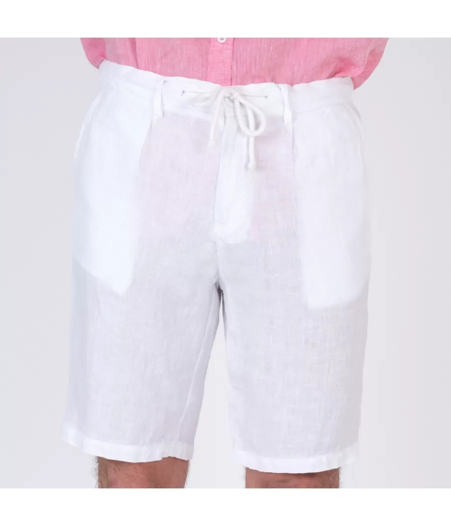 Bermuda homme lin blanc - Shorts men  | Kiwi Saint Tropez