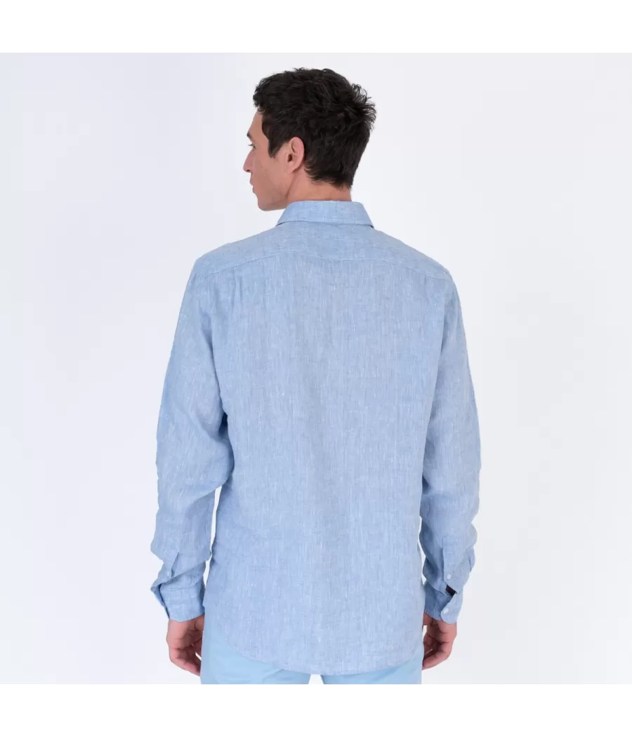 Chemise homme en lin laos slim bleu - Shirts men  | Kiwi Saint Tropez