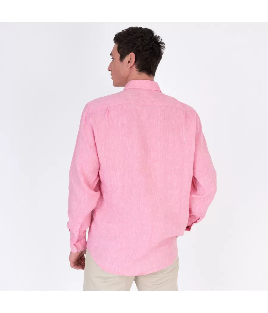 Chemise homme en lin laos slim fushia - Chemises homme | Kiwi Saint Tropez