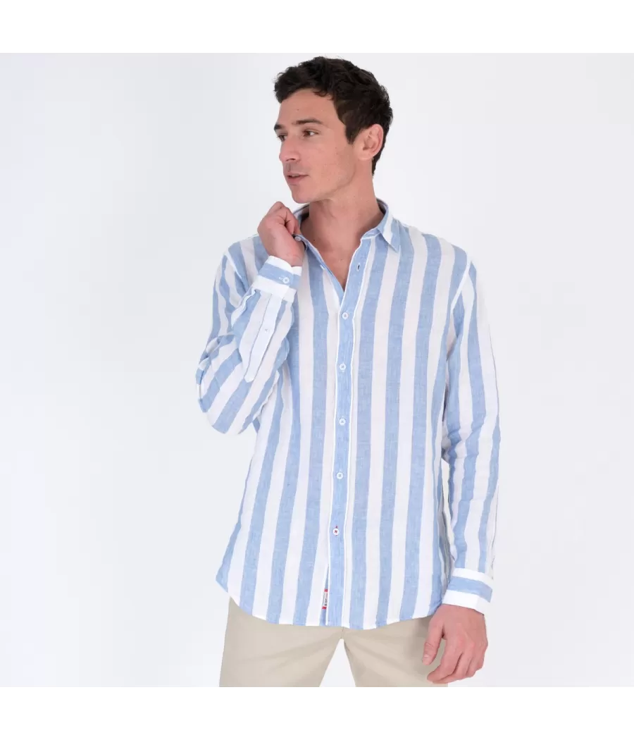 Chemise homme en lin Lisbonne bleu - Shirts men  | Kiwi Saint Tropez