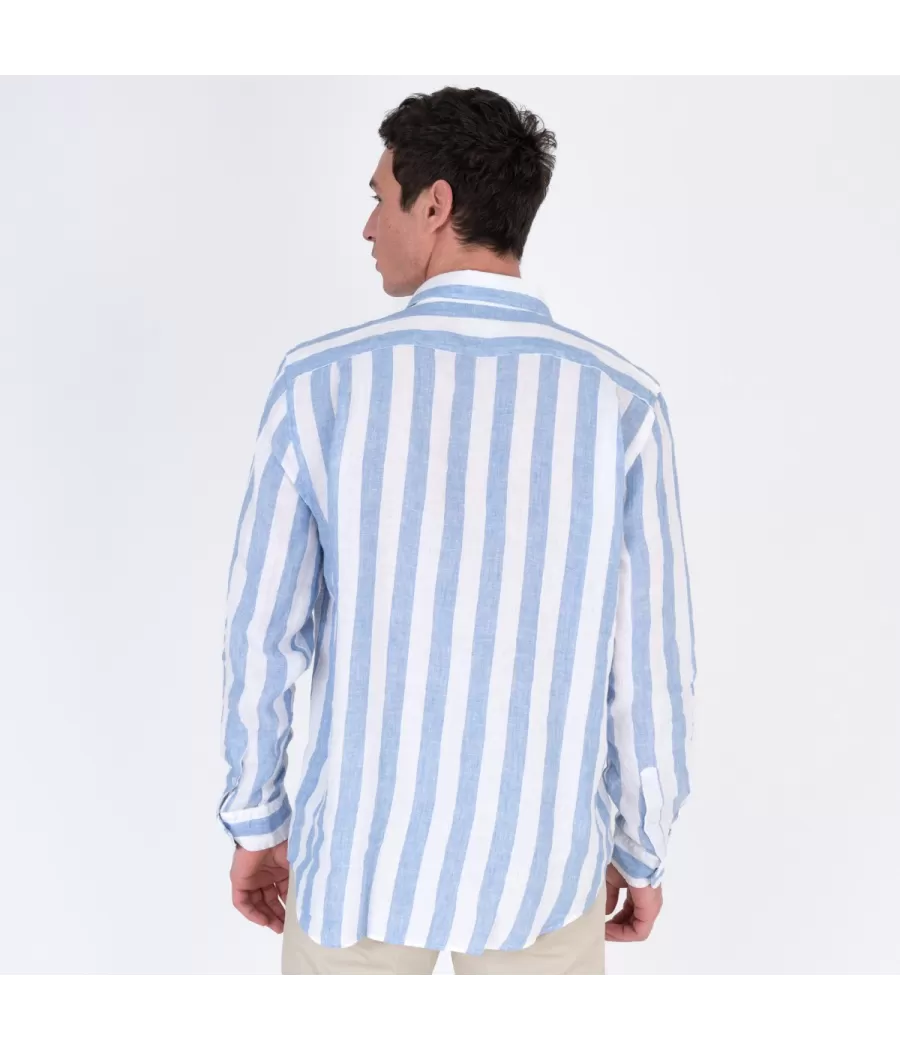 Chemise homme en lin Lisbonne bleu | Kiwi Saint Tropez