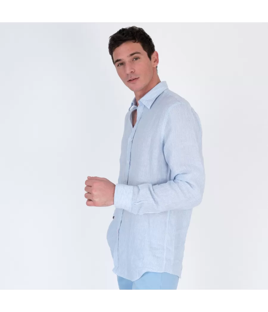 Chemise homme en lin lima ciel - Shirts men  | Kiwi Saint Tropez