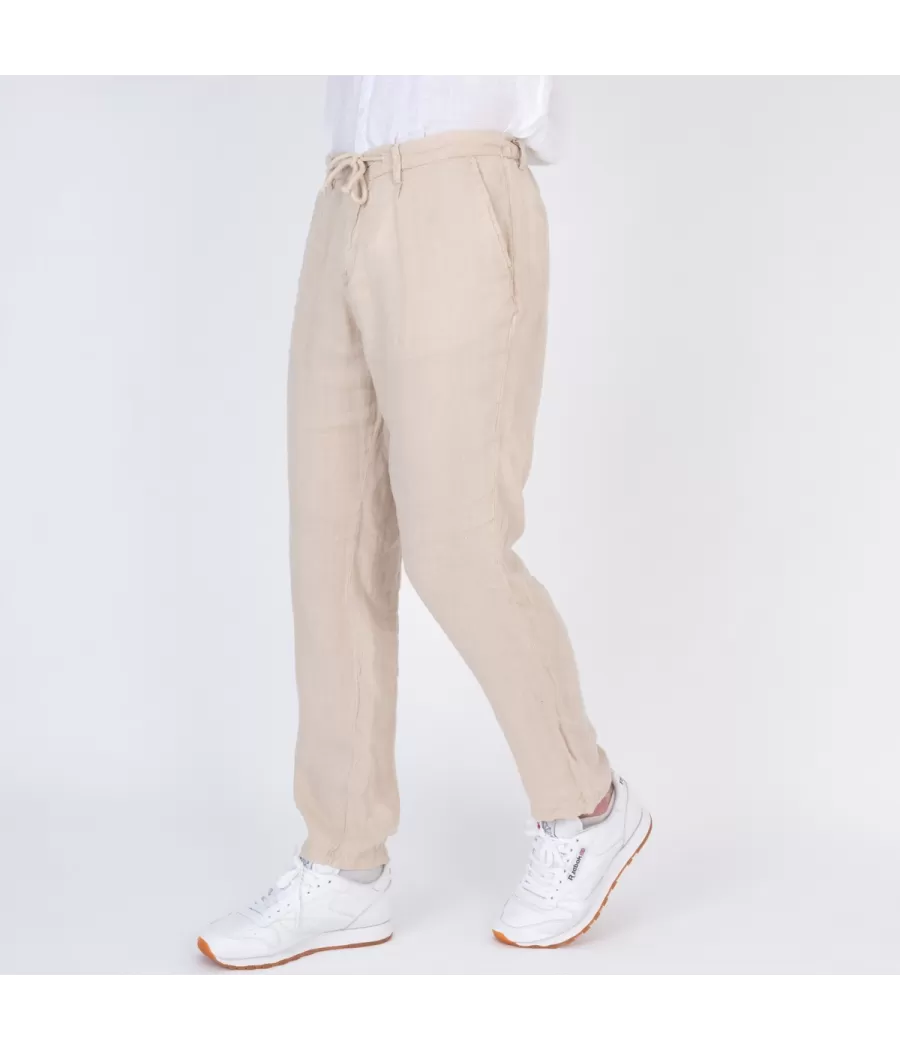 Pantalon homme lin beige | Kiwi Saint Tropez