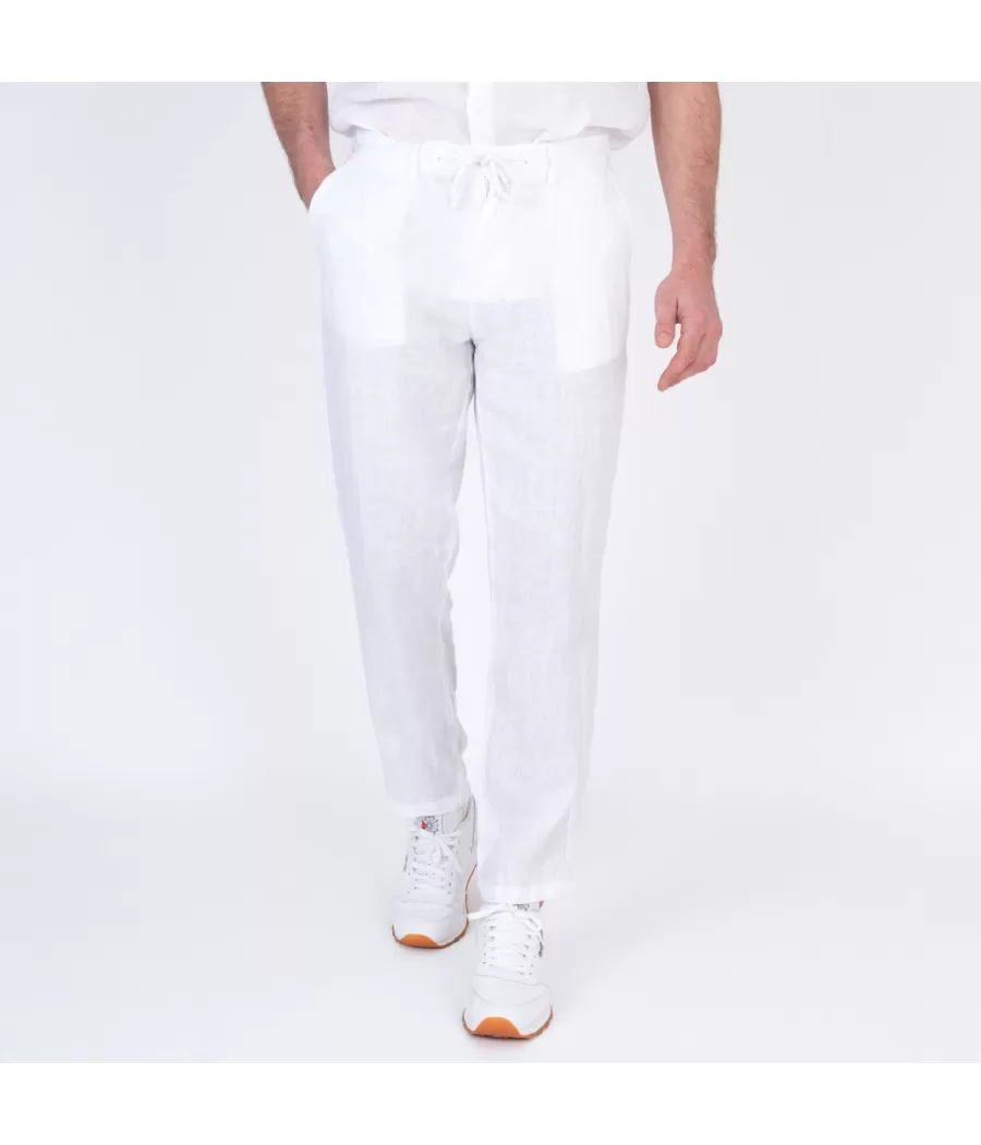 Pantalon homme lin blanc - Pantalons homme | Kiwi Saint Tropez