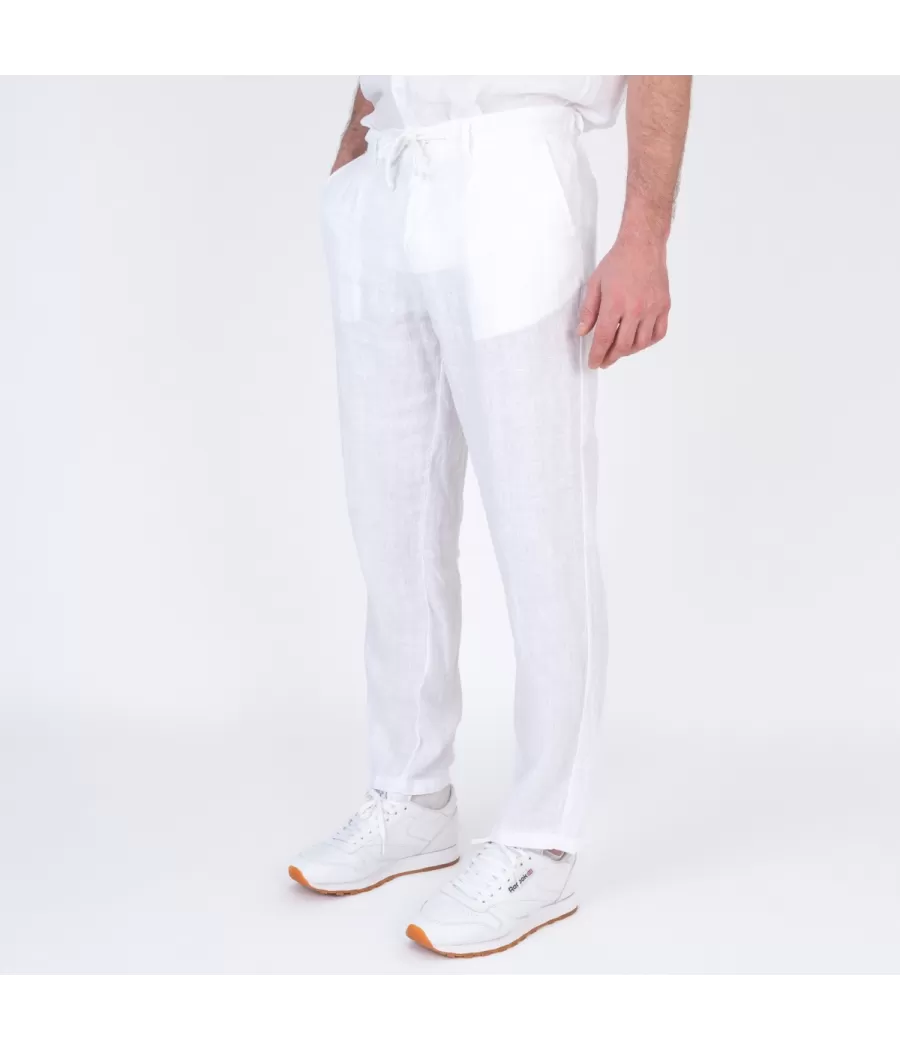 Pantalon homme lin blanc - Pantalons homme | Kiwi Saint Tropez