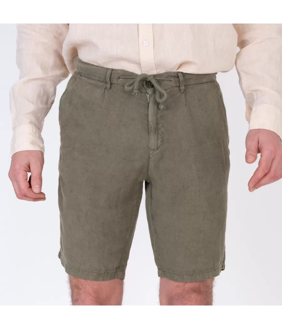 Bermuda homme lin kaki - Shorts men  | Kiwi Saint Tropez