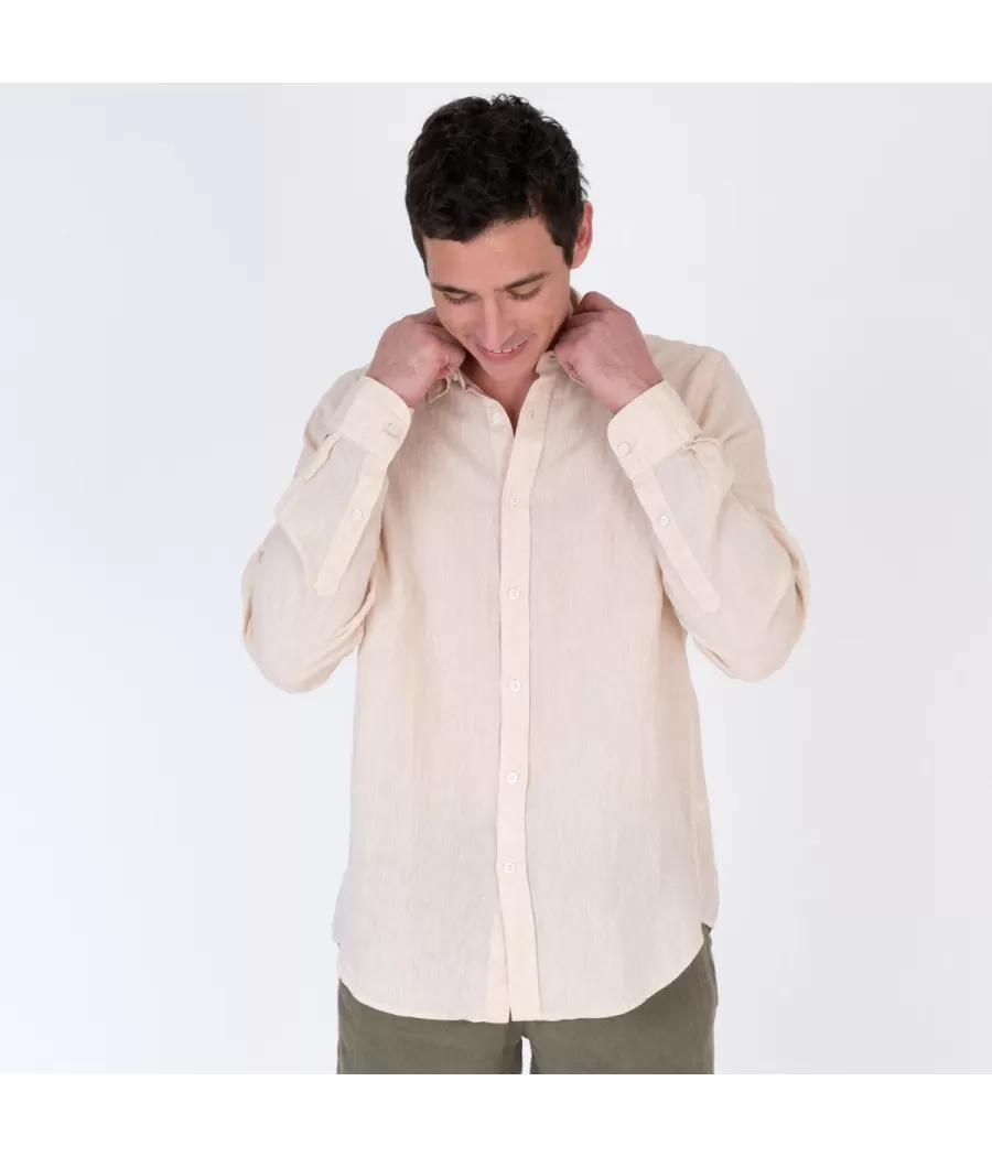 Chemise homme en lin Laos naturel - Chemises homme | Kiwi Saint Tropez