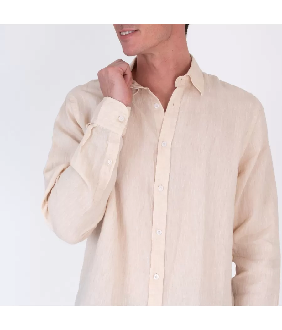 Chemise homme en lin Laos naturel | Kiwi Saint Tropez