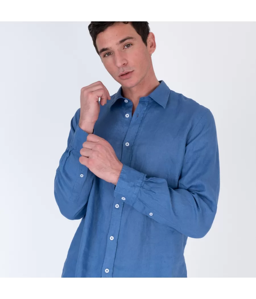 Chemise homme en lin Laos navy