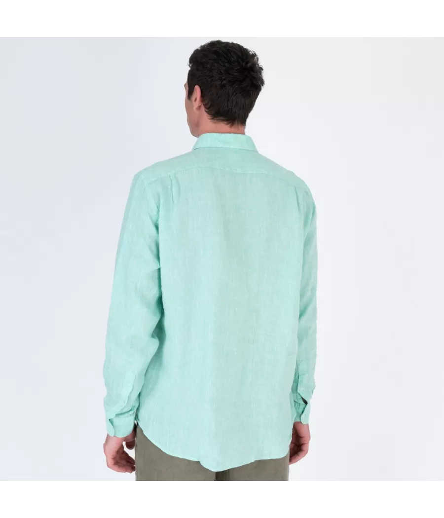 Chemise homme en lin Laos vert | Kiwi Saint Tropez