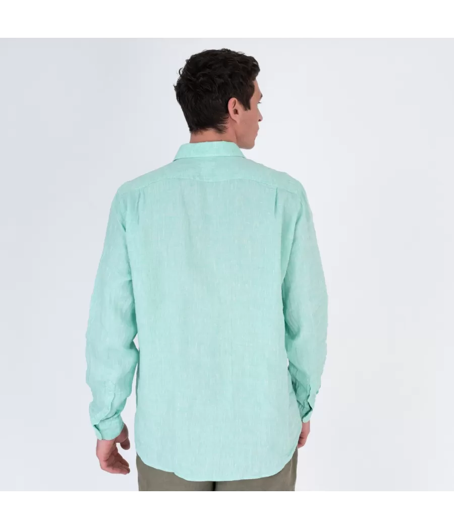 Chemise homme en lin Laos vert | Kiwi Saint Tropez