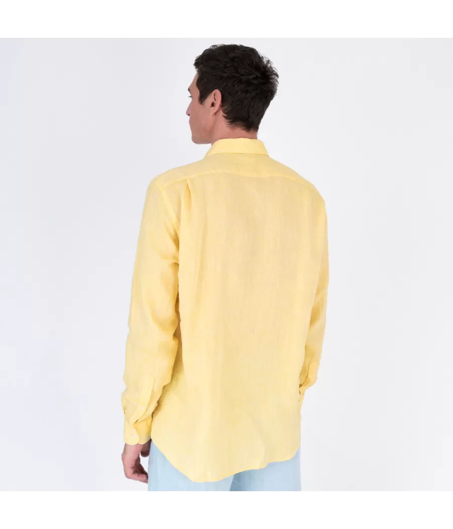 Chemise homme en lin Laos jaune | Kiwi Saint Tropez