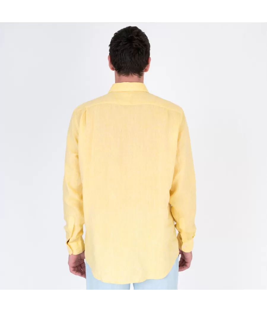 Chemise homme en lin Laos jaune | Kiwi Saint Tropez