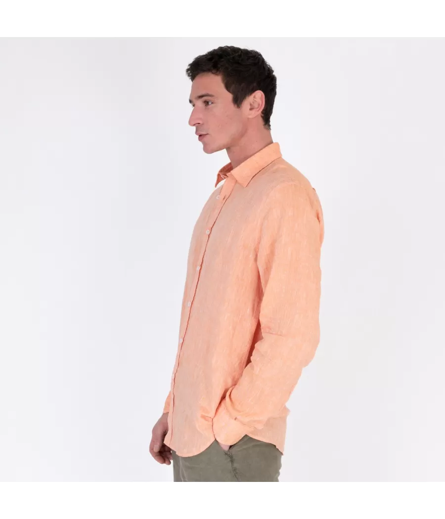 Chemise homme en lin Laos orange | Kiwi Saint Tropez