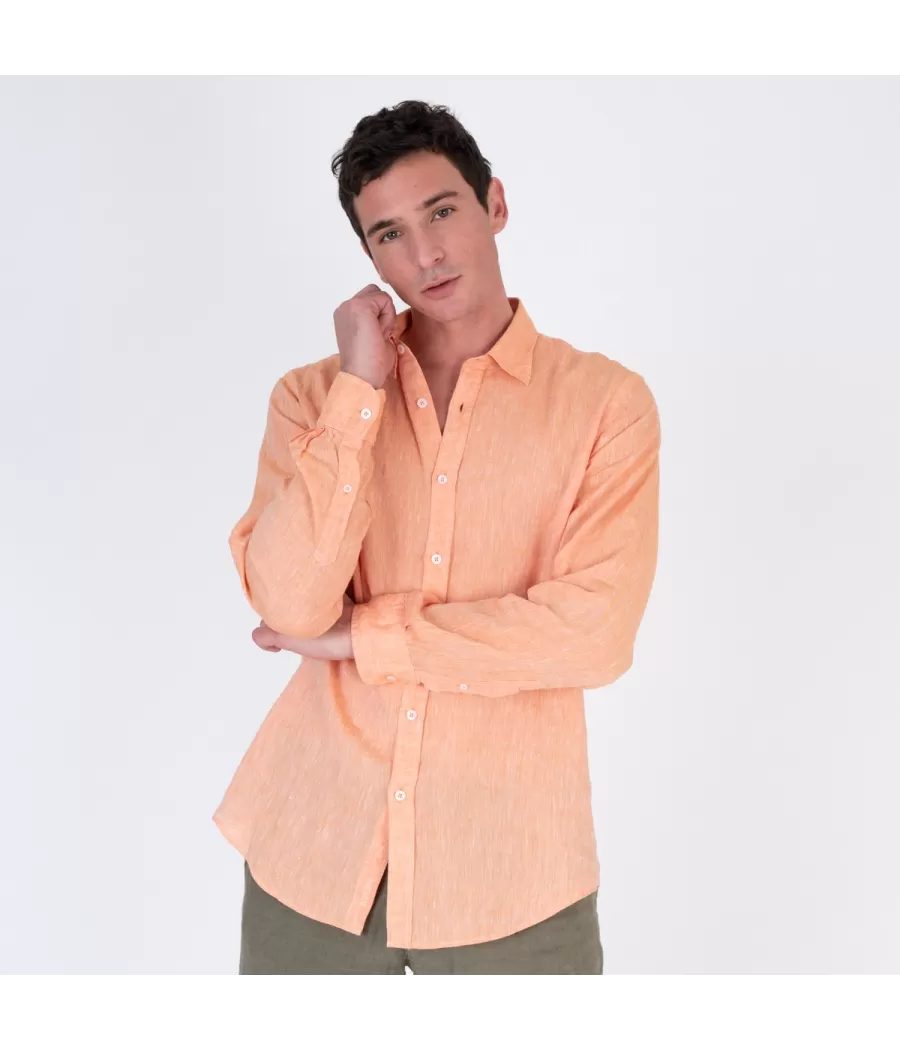 Chemise homme en lin Laos orange