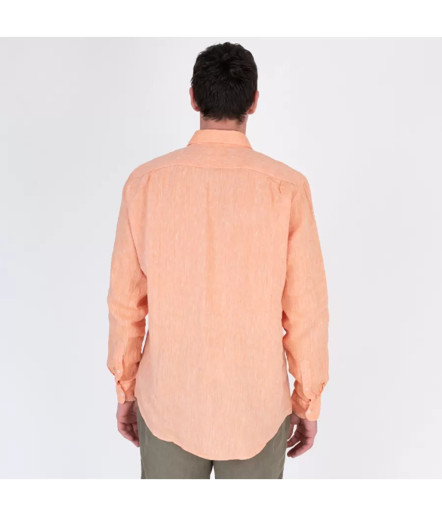 Chemise homme en lin Laos orange | Kiwi Saint Tropez