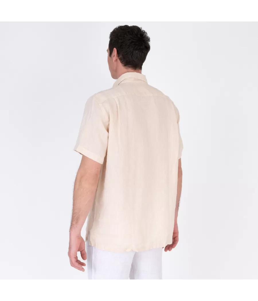 Chemise homme lin manches courtes laos naturel - Shirts men  | Kiwi Saint Tropez