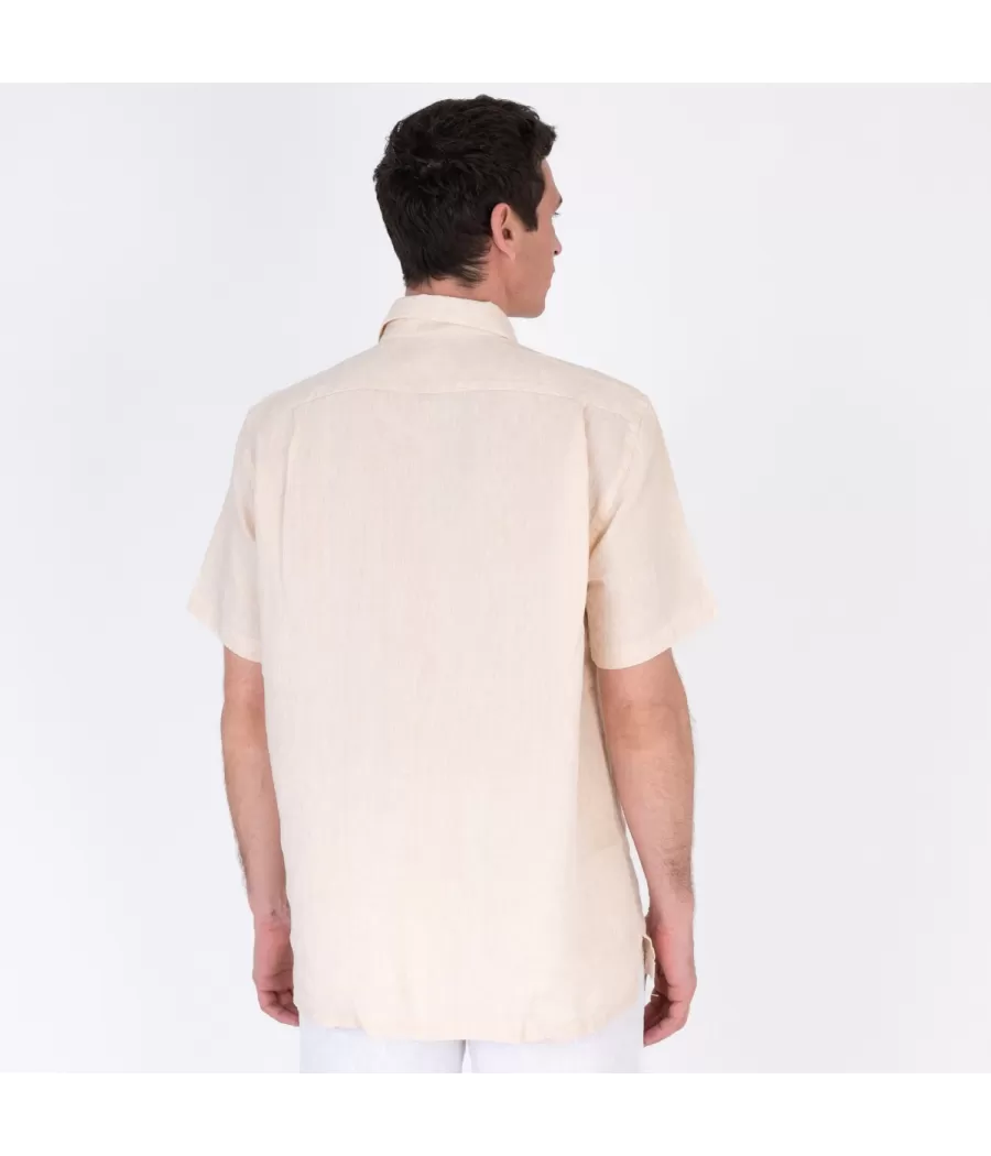 Chemise homme lin manches courtes laos naturel | Kiwi Saint Tropez