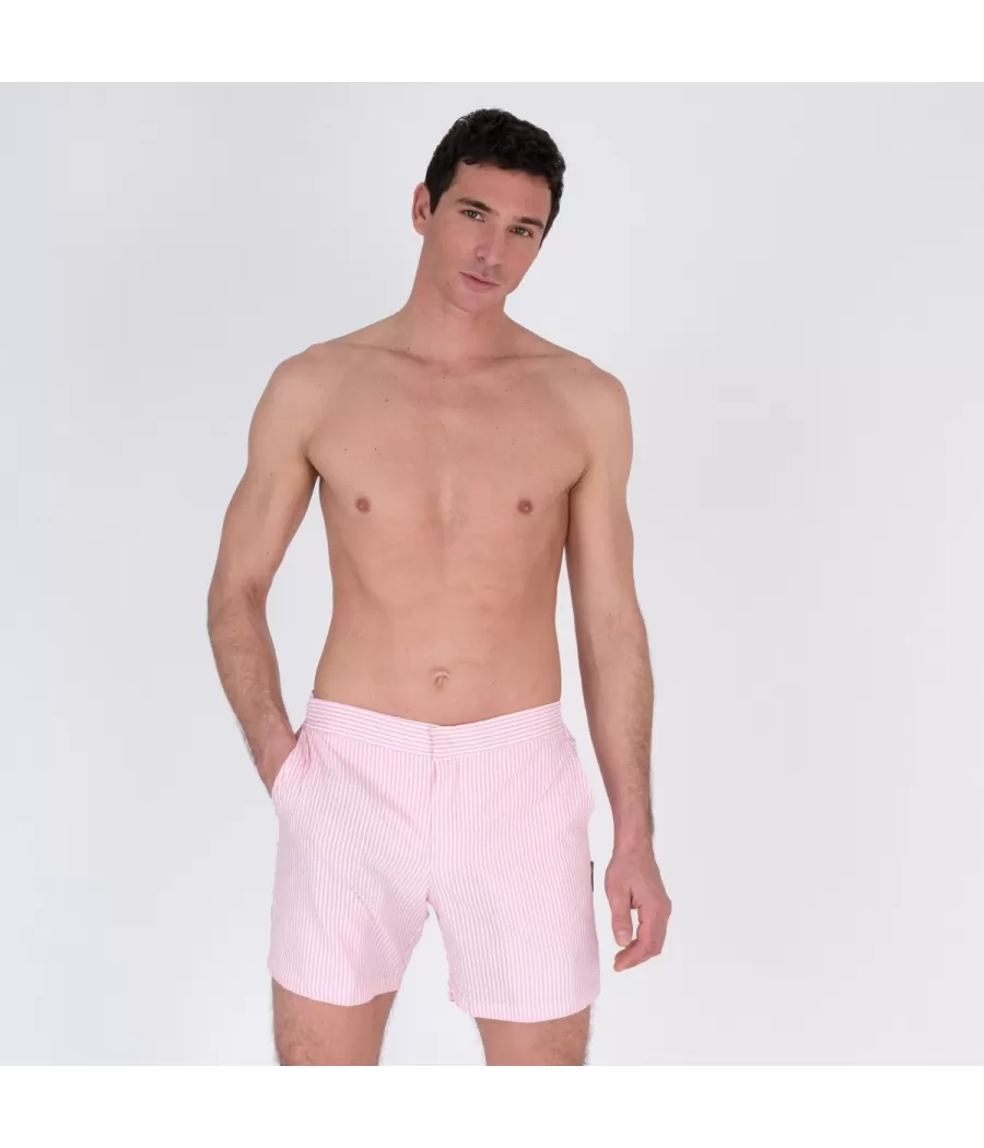 Maillot de bain homme tim seersucker rose Kiwi Saint Tropez Taille homme FR38 SMALL Couleur principale Rose