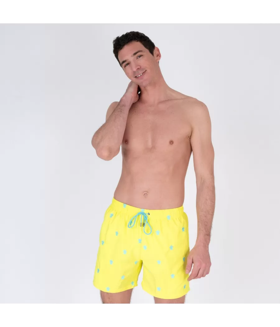 Maillot de bain homme turtle jaune fluo