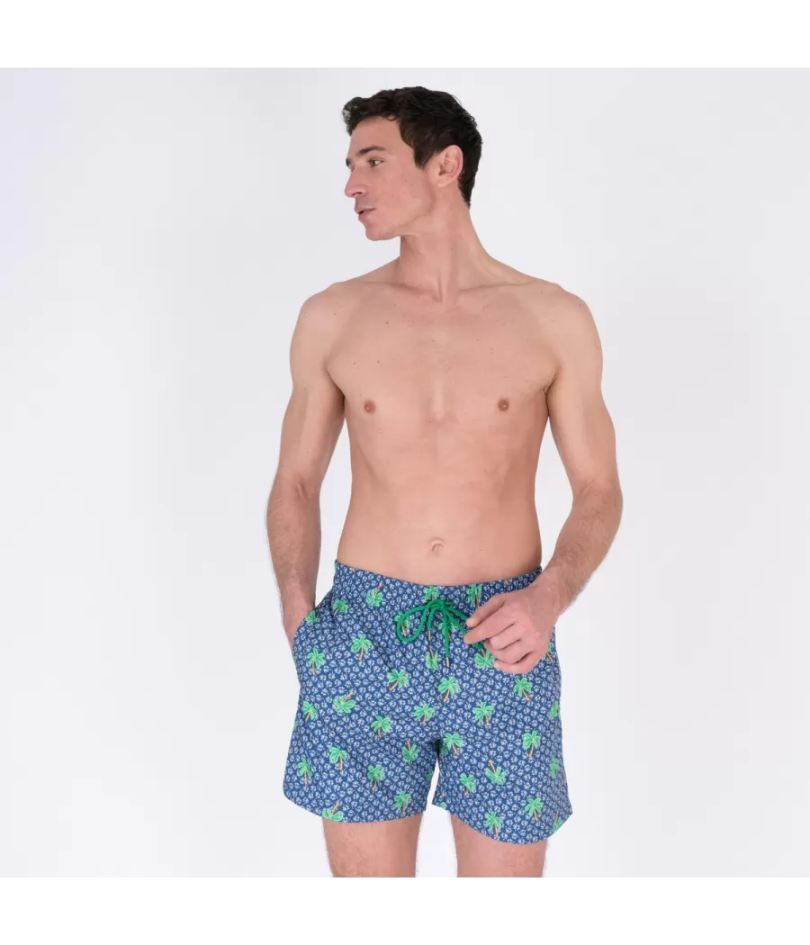 Maillot de bain homme palmiers bleu | Kiwi Saint Tropez