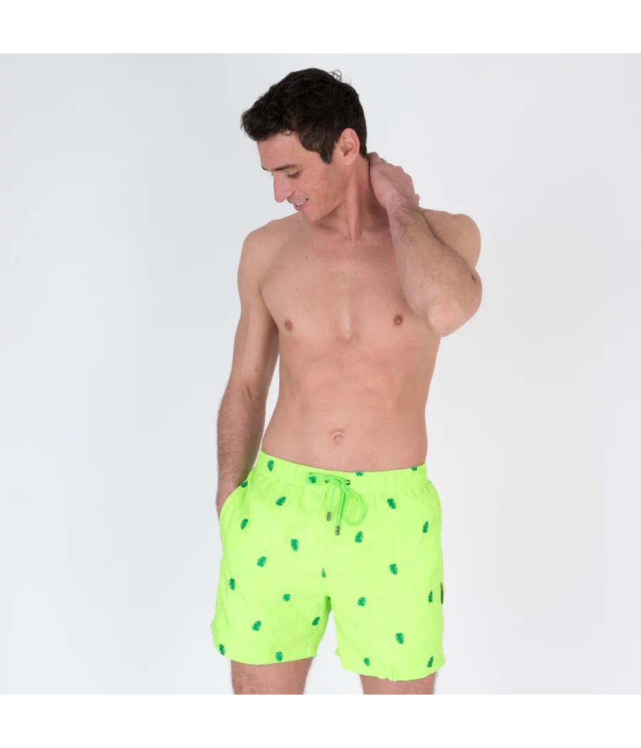 Maillot de bain homme palma vert fluo - Swimwear printed | Kiwi Saint Tropez