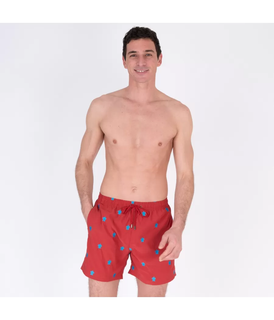 Maillot de bain homme turtle brique - Swimwear printed | Kiwi Saint Tropez