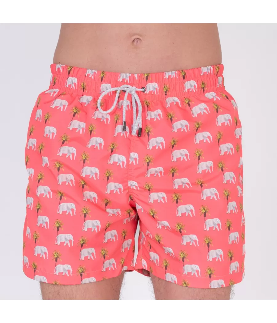 Maillot de bain homme éléphant pink - Swimwear printed | Kiwi Saint Tropez