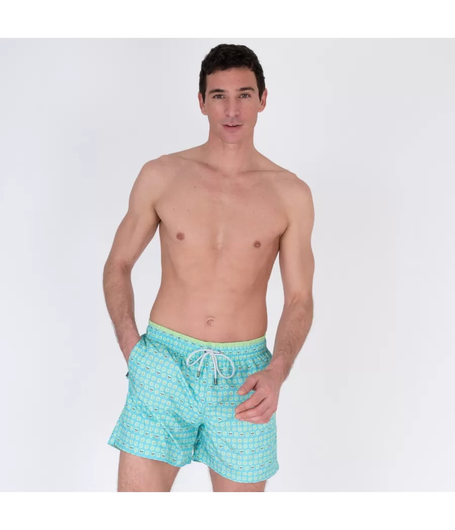 Maillot de bain homme rib lucky aqua - Swimwear printed | Kiwi Saint Tropez