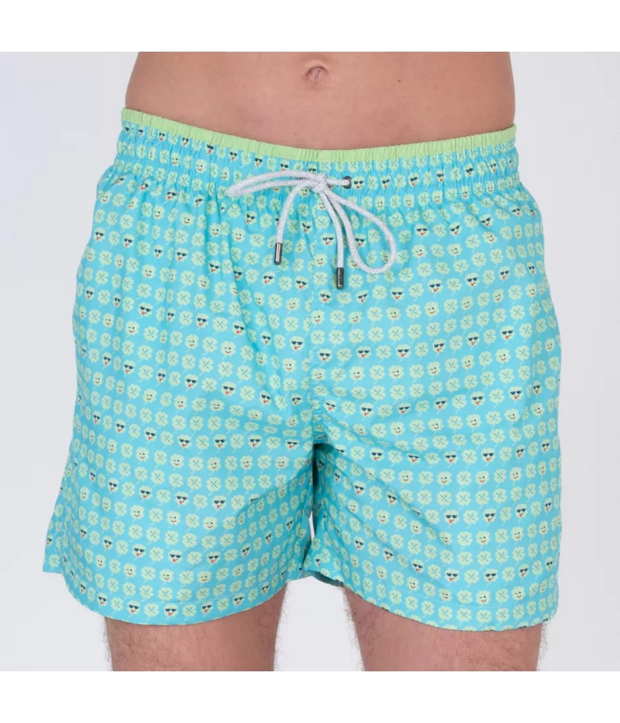 Maillot de bain homme rib lucky aqua - Swimwear printed | Kiwi Saint Tropez