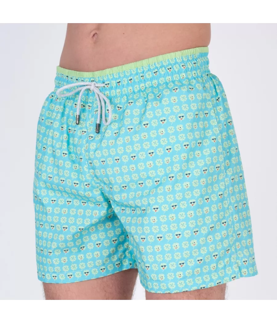 Rib lucky aqua zwempak voor mannen - Maillots de bain imprimés | Kiwi Saint Tropez