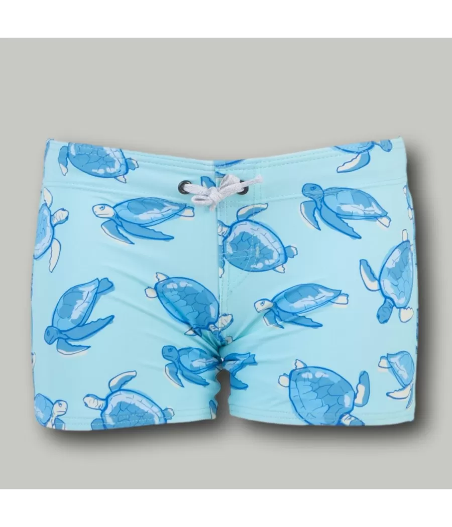 Jongenszwemshort aqua schildpad - Slips de bain garçon | Kiwi Saint Tropez