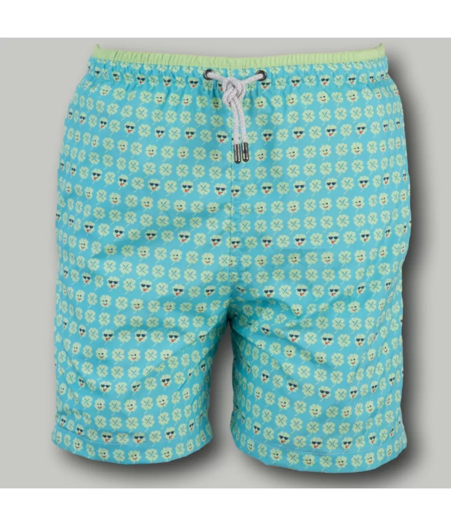 Maillot de bain garçon lucky aqua - Boxers imprimés garçon | Kiwi Saint Tropez