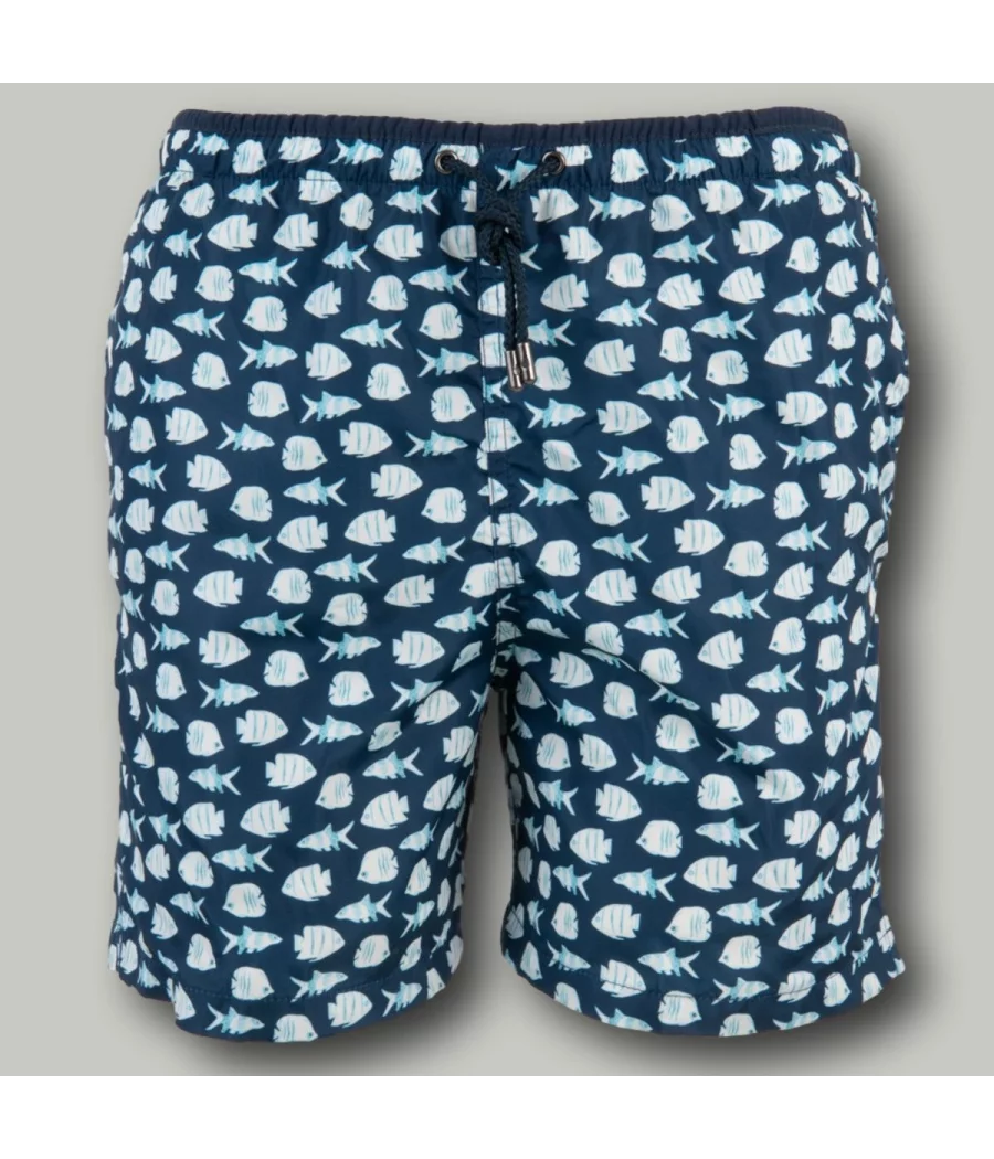 Maillot de bain garçon poisson marine - Boxers imprimés garçon | Kiwi Saint Tropez