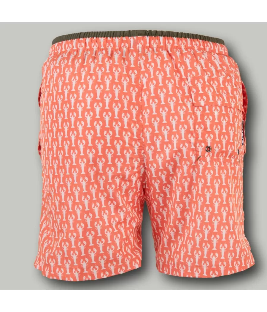 Maillot de bain garçon écrevisse corail - Swimwear boy printed | Kiwi Saint Tropez