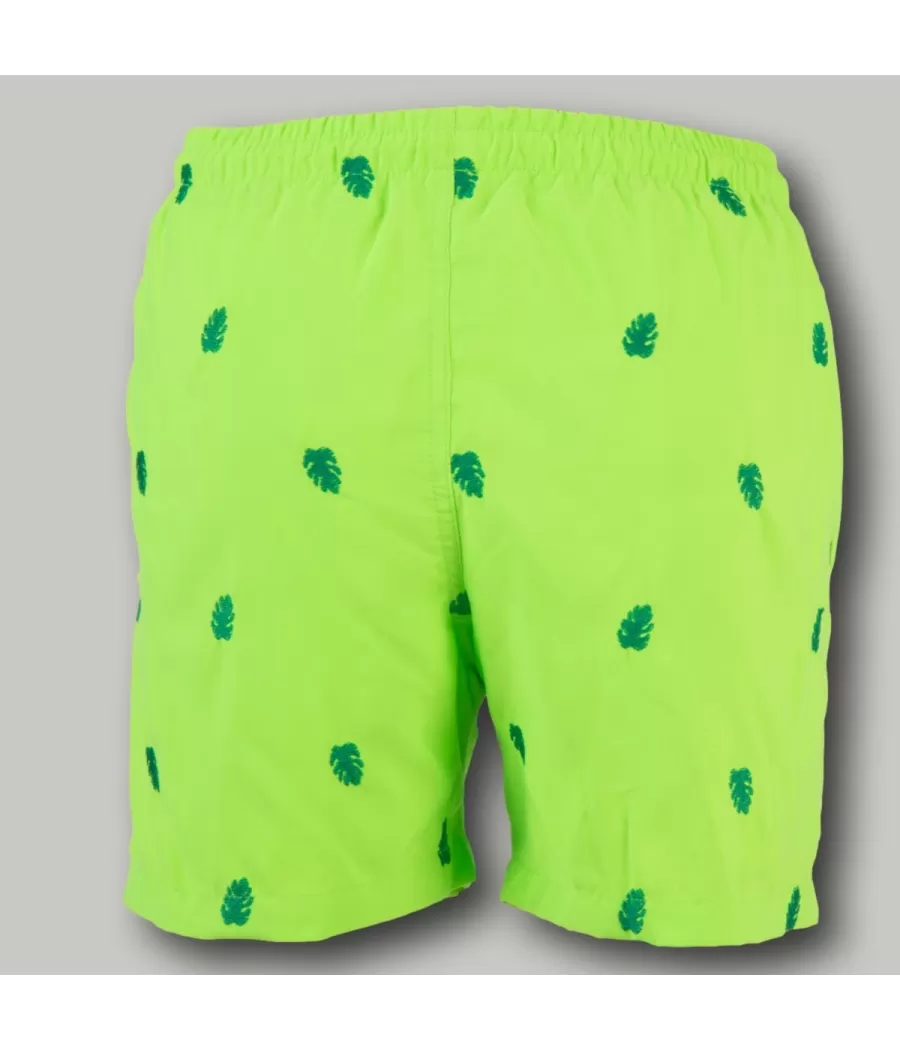 Maillot de bain garçon palma vert fluo - Swimwear boy printed | Kiwi Saint Tropez