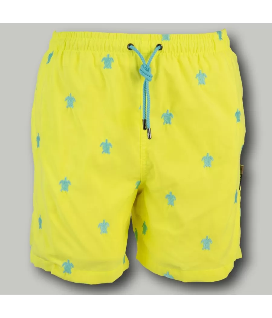 Maillot de bain garçon turtle jaune fluo | Kiwi Saint Tropez