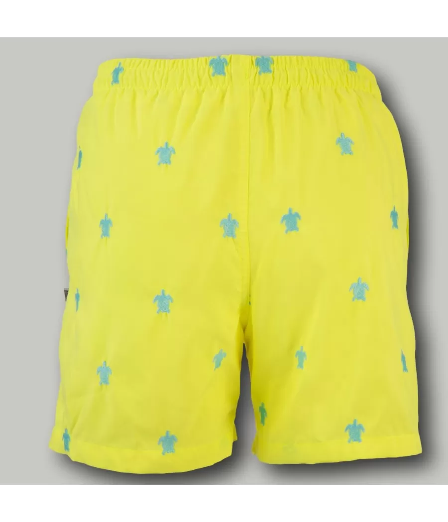 Maillot de bain garçon turtle jaune fluo - Boxers imprimés garçon | Kiwi Saint Tropez