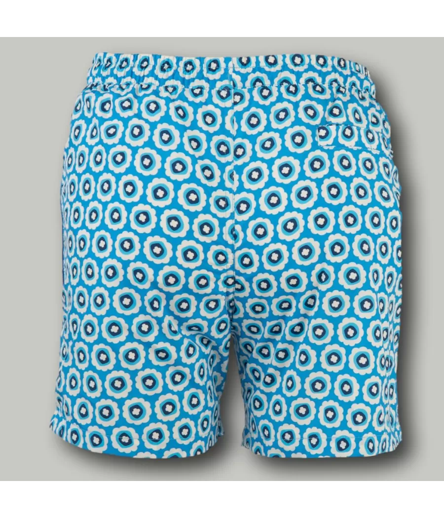 Gebloemd turquoise jongenszwempak - Boxers imprimés garçon | Kiwi Saint Tropez