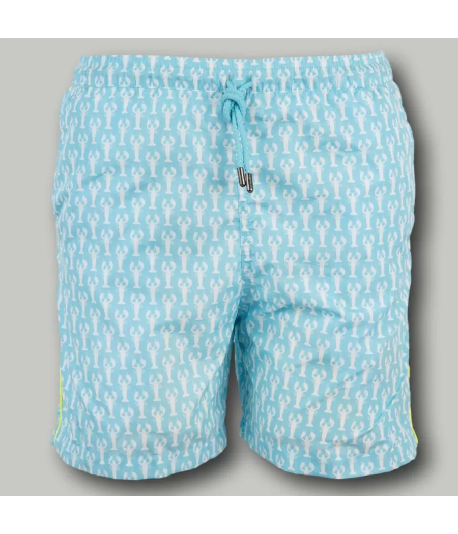 Maillot de bain garçon écrevisse aqua - Boxers imprimés garçon | Kiwi Saint Tropez