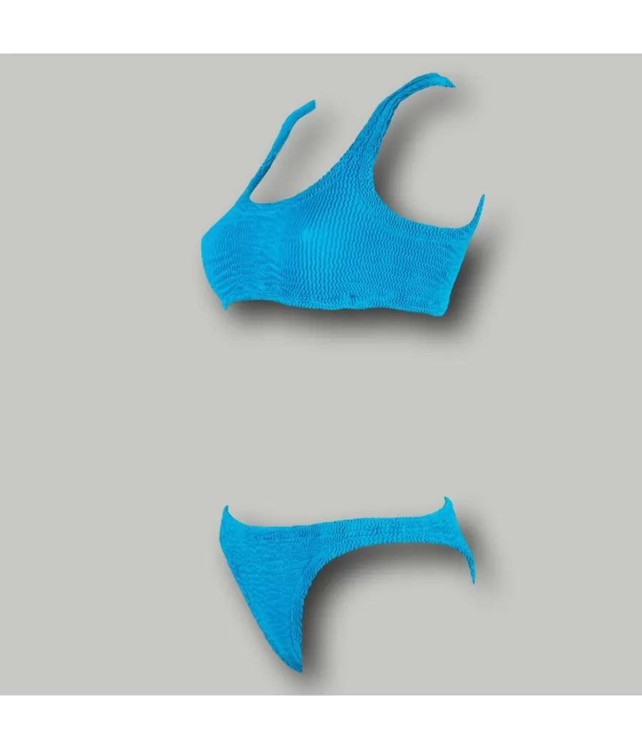 Maillot 2 pièces fille brassière odelia wavy bleu | Kiwi Saint Tropez