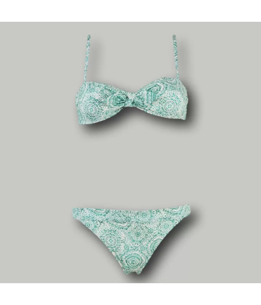 Maillot 2 pièces fille bandeau noeud hypnosis vert