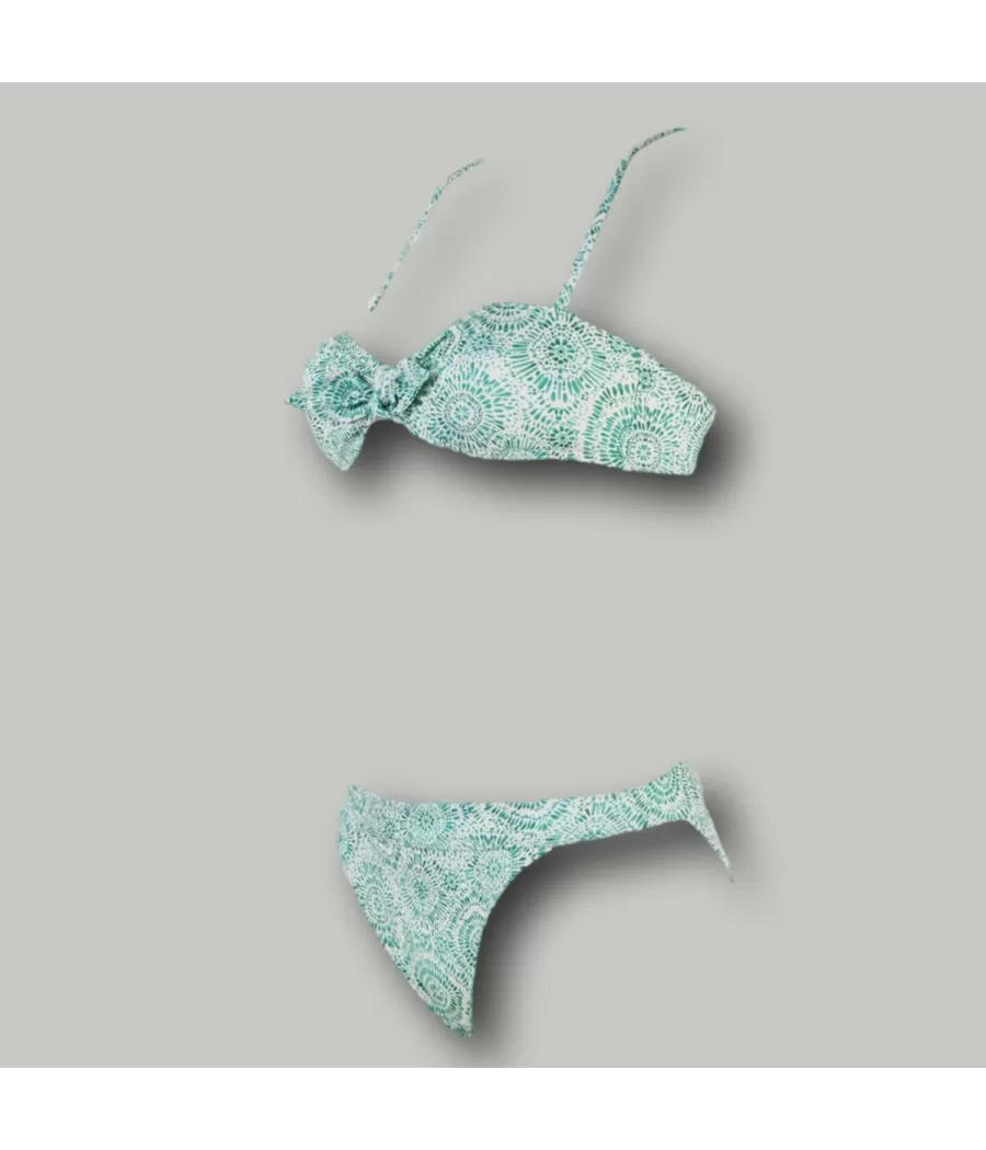 Maillot 2 pièces fille bandeau noeud hypnosis vert | Kiwi Saint Tropez