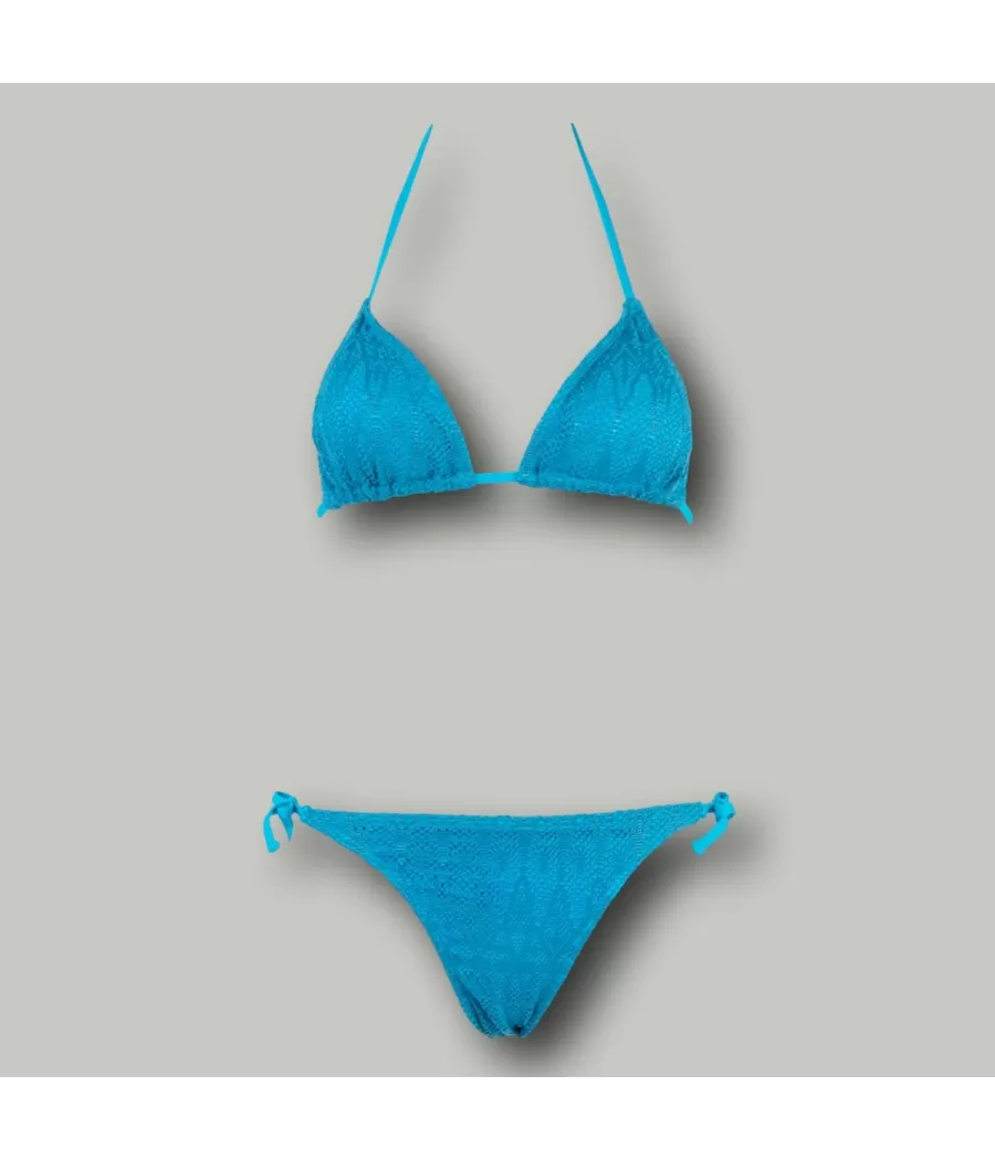 Maillot 2 pièces fille triangle Coachella turquoise | Kiwi Saint Tropez