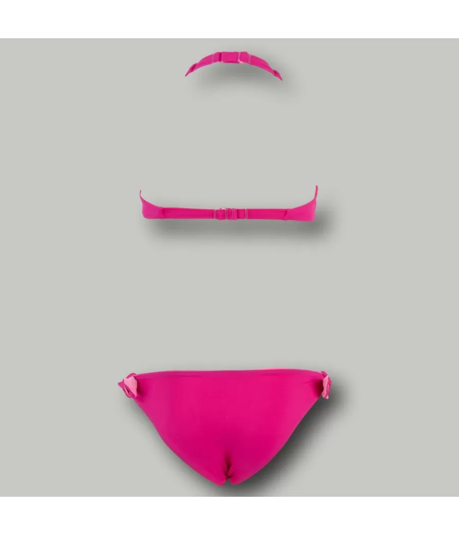 Maillot 2 pièces fille triangle bicolore magenta | Kiwi Saint Tropez