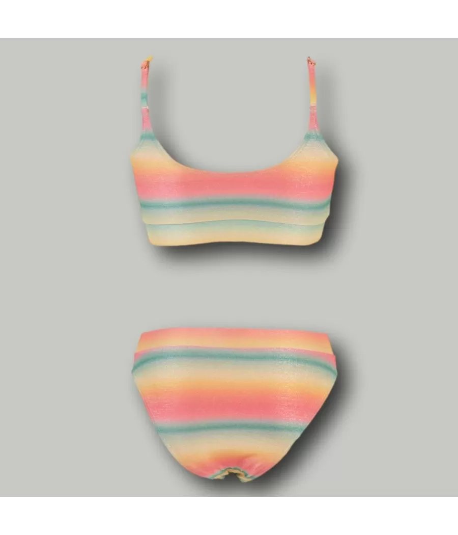 Maillot 2 pièce fille brassière tie&dye mini saumon | Kiwi Saint Tropez