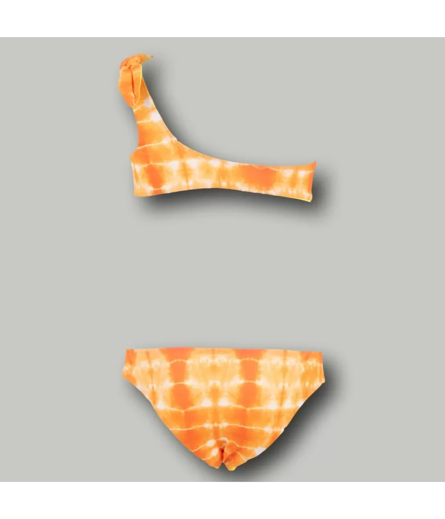 Maillot 2 pièces fille mono bretelle délavé orange | Kiwi Saint Tropez