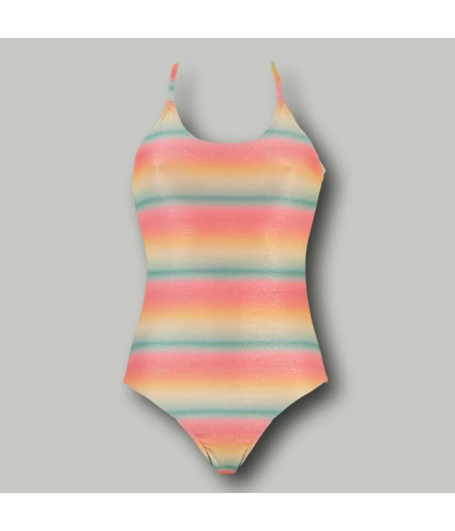 Maillot 1 pièce fille simple tie&dye mi saumon | Kiwi Saint Tropez